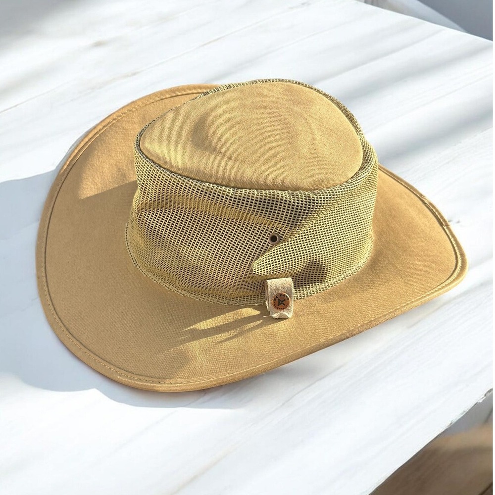 Outback Gorpcore Vintage Mesh Bush Hat BC Hats S Tan Canvas Distressed Safari‎